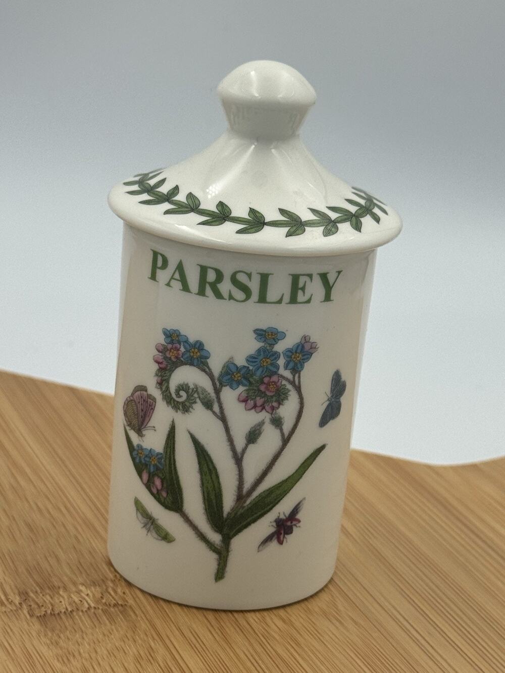 Portmeirion Botanic Garden Parsley Spice Jar Canister w Lid Butterfly Floral